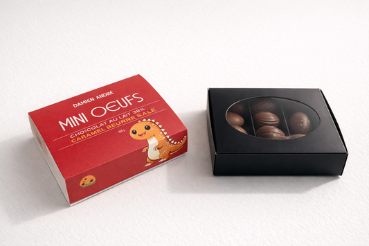 Mini œufs artisanaux chocolat au lait 38 % et caramel salé