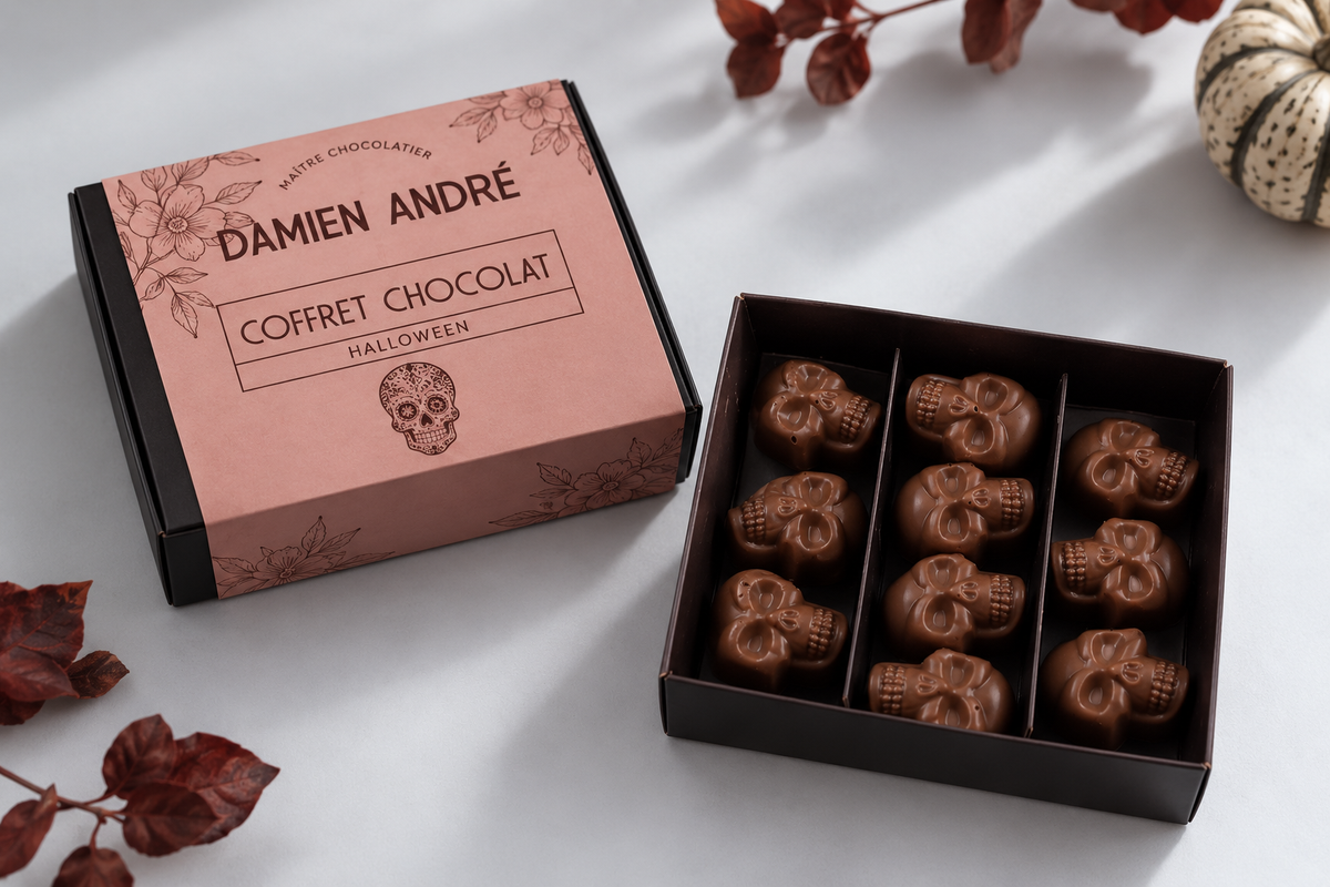 Coffret Halloween - 10 crânes en chocolat · 100 g