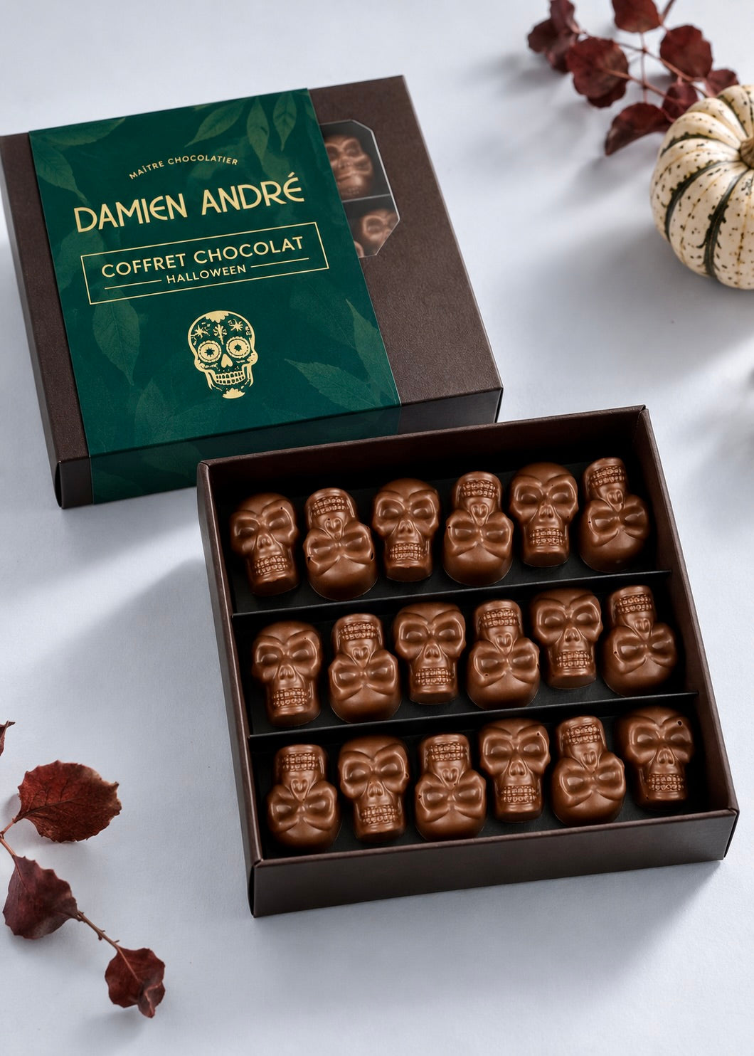 Coffret Halloween MIX 200 g | 20 crânes en chocolat