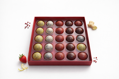 Coffret signature 25 chocolats avec soliflore | Collection Saint-Valentin | 200g