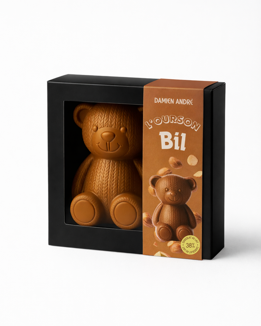 L'ourson Bil noisette - Ourson géant guimauve et chocolat lait 38%